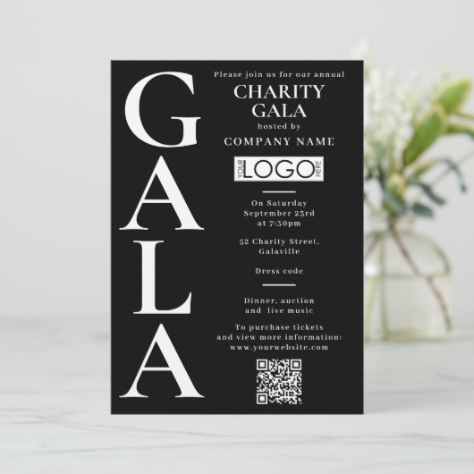 Charity Gala Fundraising Event QR Code Logo Kaart (Staand voorkant)