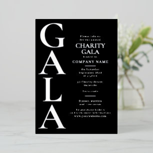 Charity Gala-sjabloon Fundraising Event Zwart Folie Uitnodiging