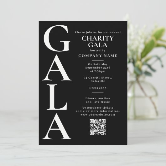 Charity Gala Template Fundraising Event QR Code Kaart (Staand voorkant)