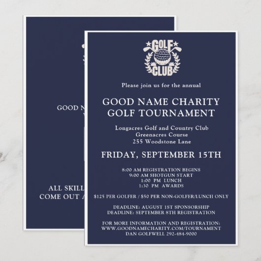Charity Golf Toernooi Logo QR Code Kaart (Voorkant / Achterkant)