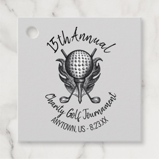 Charity Golf Tournament Ball T-shirt Clubs Course Bedankjes Labels (Voorkant)