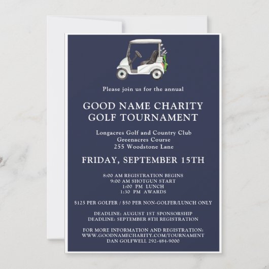 Charity-golftoernooi kaart (Voorkant)
