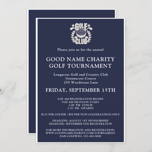 Charity golftoernooi Logo QR-code Kaart (Voorkant / Achterkant)
