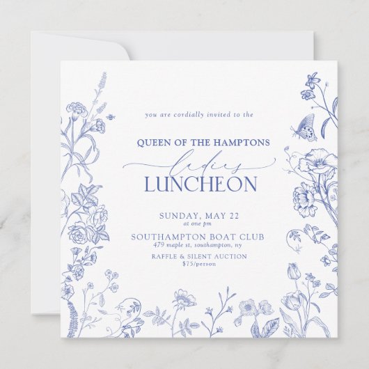 Charity Lunch Frans Blauw & Wit Victoriaans Kaart (Voorkant)