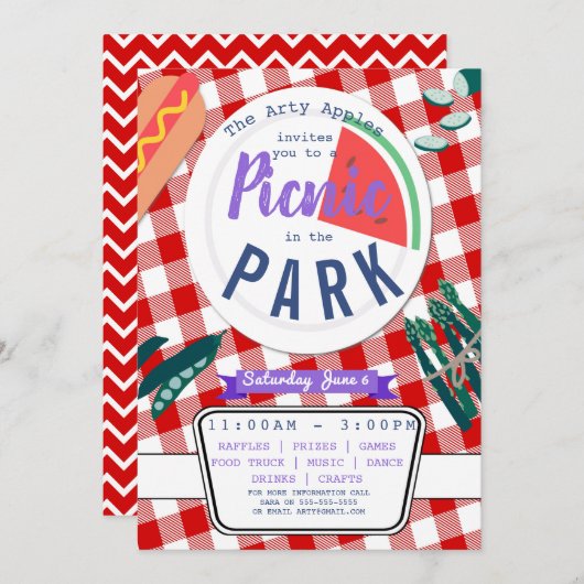 Charity picnic fundraiser PTA PTO-verjaardag Kaart (Voorkant / Achterkant)