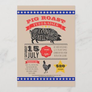 Charity pig roast fundraiser PTA PTO jarig Kaart