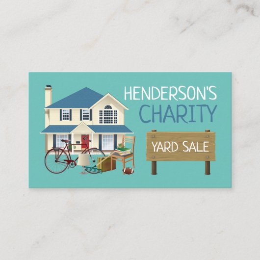 Charity Yard Sale Evenement Adverteren Visitekaart Visitekaartje (Voorkant)
