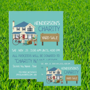 Charity Yard Sale Evenement Adverteren Visitekaart Visitekaartje