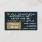 Charity Yard Sale Event Adverteren Visitekaartje (Achterkant)