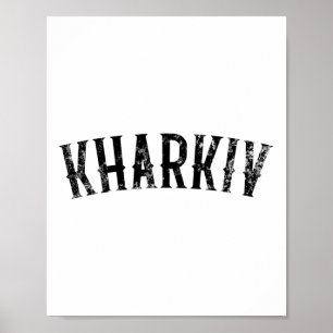 Charkov Oekraine Vintage Zwarte Tekst Kleding Poster