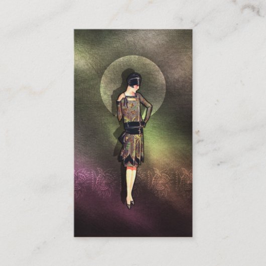 Charla - Mode van 1920 in Taupe, Brown & Yellow Visitekaartje (Voorkant)