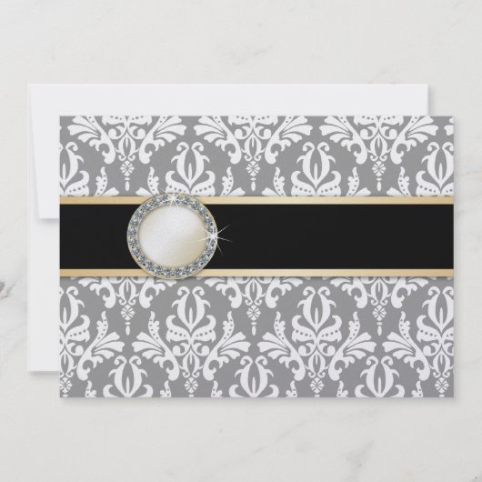 Charlamain  Damask Wedding Uitnodiging (Voorkant)