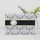 Charlamain  Damask Wedding Uitnodiging (Staand voorkant)