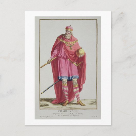 Charlemagne (742-814) uit de Receuil des Estampes, Briefkaart (Voorkant)