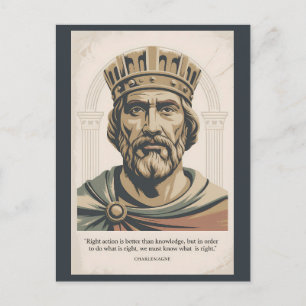 Charlemagne citaat Fransen Illustratie Vintage Briefkaart