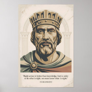 Charlemagne citaat Fransen Illustratie Vintage Poster