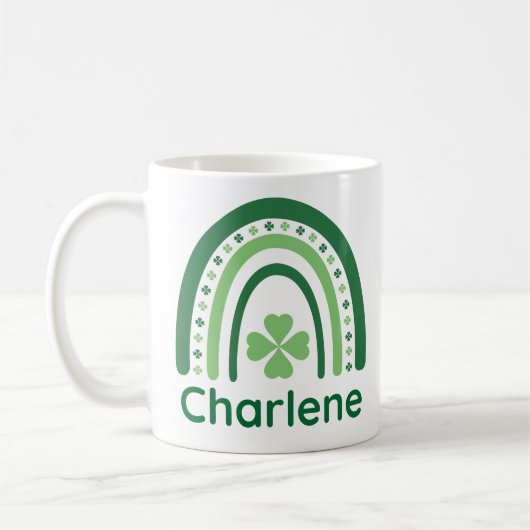 Charlene Name Clover Boho Rainbow Koffiemok (Links)