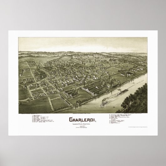 Charleroi, PA Panoramic Map - 1897 Poster (Voorkant)