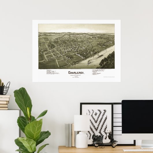 Charleroi, PA Panoramic Map - 1897 Poster (Thuiskantoor)