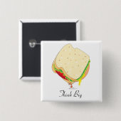Charles Antlas™_Baloney Sandwich Denk groot Vierkante Button 5,1 Cm (Voorkant /achterkant)