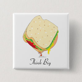 Charles Antlas™_Baloney Sandwich Denk groot Vierkante Button 5,1 Cm