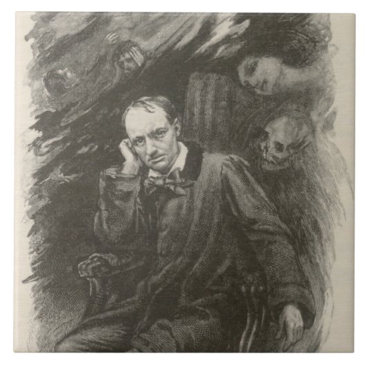Charles Baudelaire (door Georges Rochegrosse) Tegeltje (Voorkant)