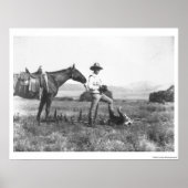 Charles Belden met paard en schedel. Poster (Voorkant)