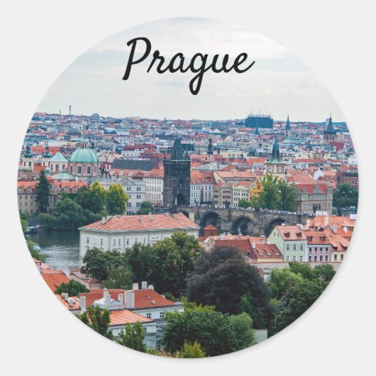 Charles bridge en St. Nicolas Church - Praag Ronde Sticker (Voorkant)