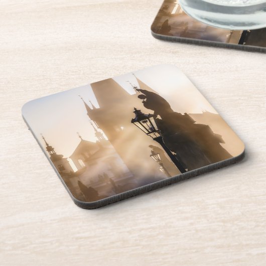 Charles Bridge in the Sunrise Hard plastic coaster Bier Onderzetter (Linkerzijde)