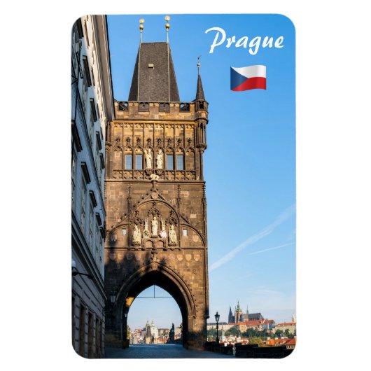 Charles bridge old tower & Prague castle Magneet (Verticaal)