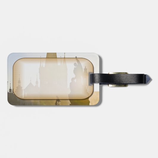 Charles Bridge Praag Ochtend Bagagelabel (Achterkant horizontaal)
