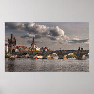 Charles Bridge, Prague kleurrijke fotografie Poster