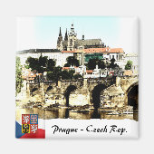 Charles Bridge, Prague Magnet, Castle Panorama Magneet (Voorkant)