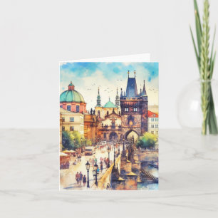 Charles Bridge Prauge Tsjechische Waterverf Kaart