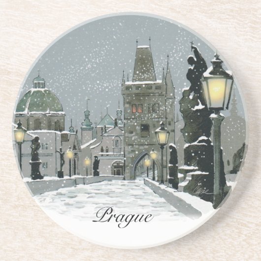 Charles Bridge Winter onderzetter (Voorkant)