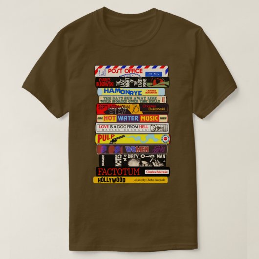 Charles Bukowski Boeken Stack T-shirt (Design voorkant)