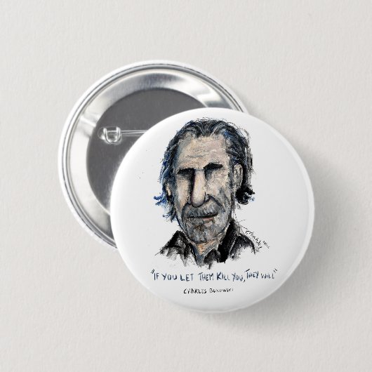 Charles Bukowski Ronde Button 5,7 Cm (Voorkant /achterkant)