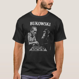 Charles Bukowski speelt schaken met aap T-shirt