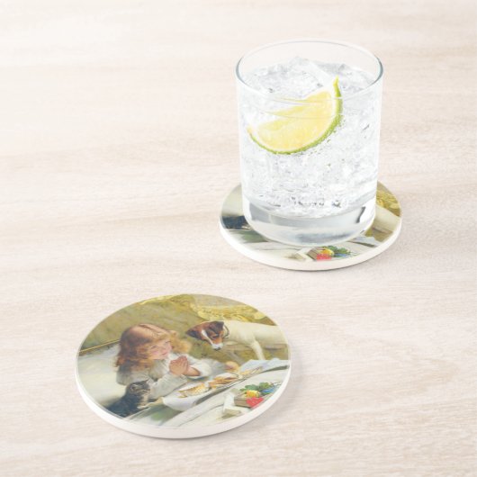  Charles Burton Barber Suspense Zandsteen Onderzetter (Zijkant)