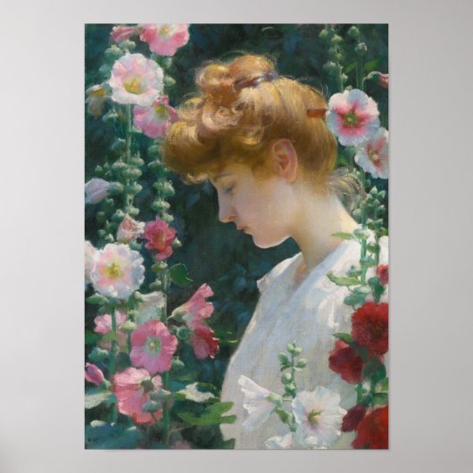 Charles Courtney Curran Hollyhocks en Sunlight Poster (Voorkant)