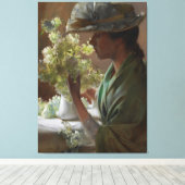 Charles Courtney Curran Lady met een Bouque Canvas Afdruk (Insitu (Houten vloer))