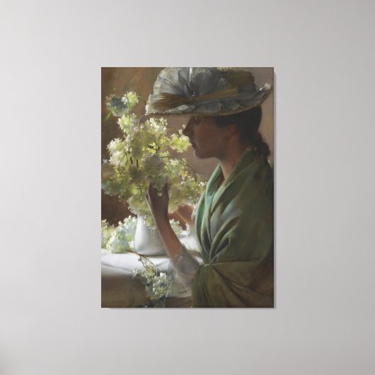 Charles Courtney Curran Lady met een Bouque Canvas Afdruk (Voorkant)