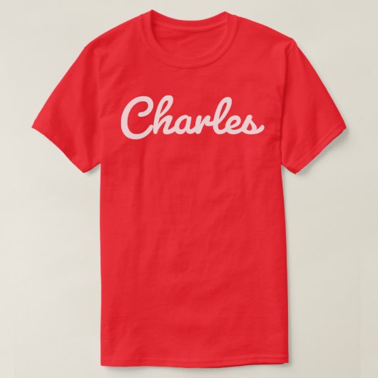 Charles Cursive Script Typografie White Text T-shirt (Design voorkant)