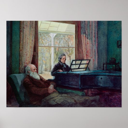 Charles Darwin en zijn vrouw in de Piano Poster (Voorkant)