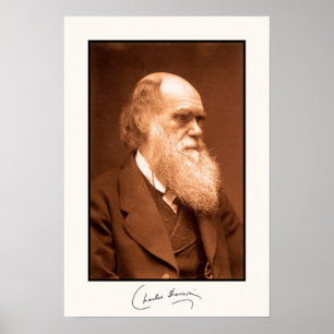 Charles Darwin, geautograveerd Poster