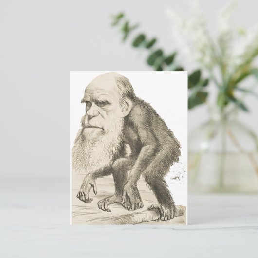 Charles Darwin het Man van de aap Briefkaart (Staand voorkant)