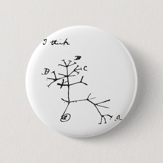 Charles Darwin - Ik denk (zwart) Ronde Button 5,7 Cm (Voorkant)