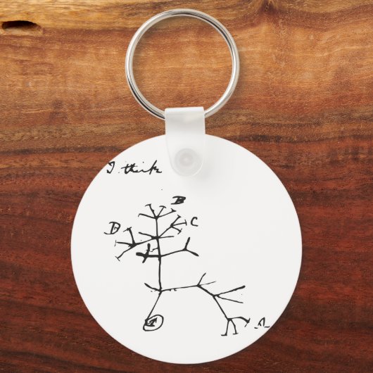 Charles Darwin - Ik denk (zwart) Sleutelhanger (Voorkant)