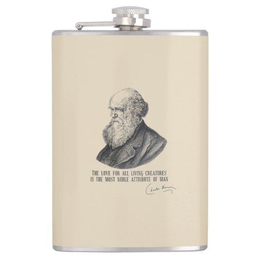 Charles Darwin Liefde voor levende creaties Heupfles (Voorkant)