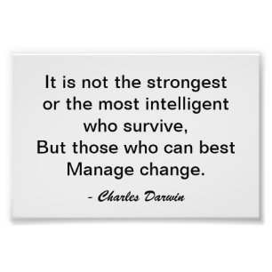 Charles Darwin Motivatiequote over Overleven en Ve Foto Afdruk